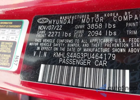 2023 Hyundai Elantra Sel z USA, uszkodzony, nr VIN KMHLS4AG3PU464179